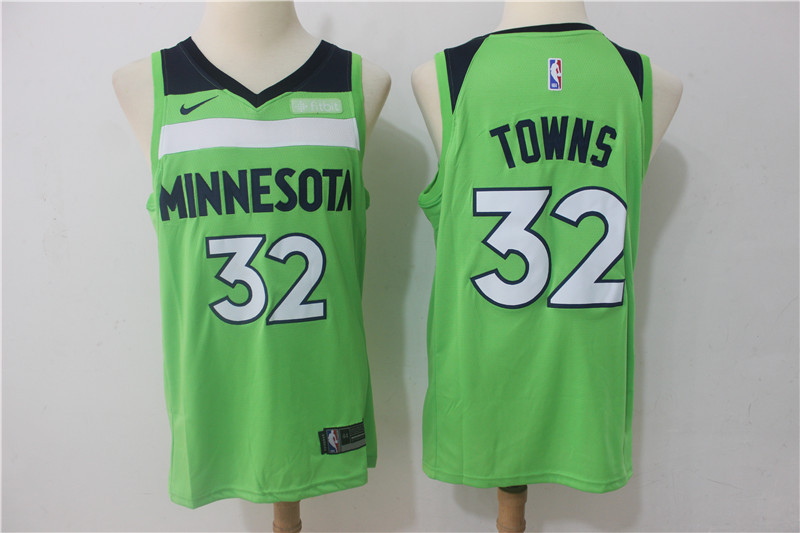 Men Minnesota Timberwolves #32 Towns Green Game Nike NBA Jerseys